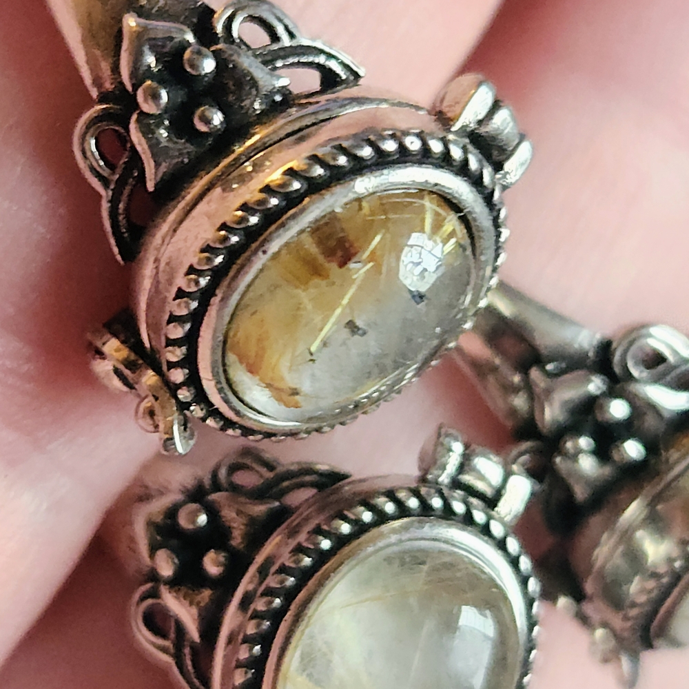 Golden Rutilated Quartz Poison Ring. - Picture 4 of 9